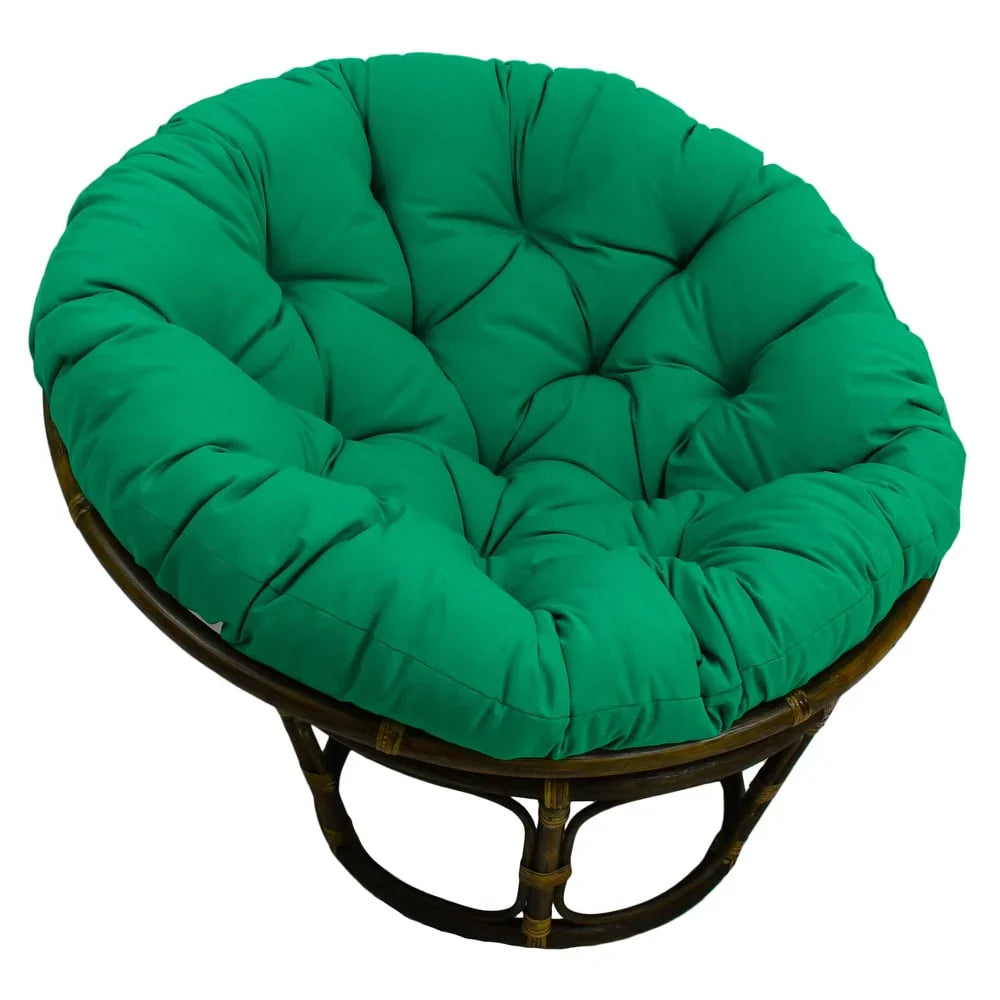Bali Rattan-Papasan-Sessel mit 42-Zoll-Durchmesser und Köperstoffkissen