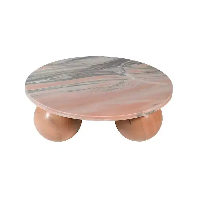 Mesa de centro redonda de mármol con patas esféricas, multicolor, para 4 personas??