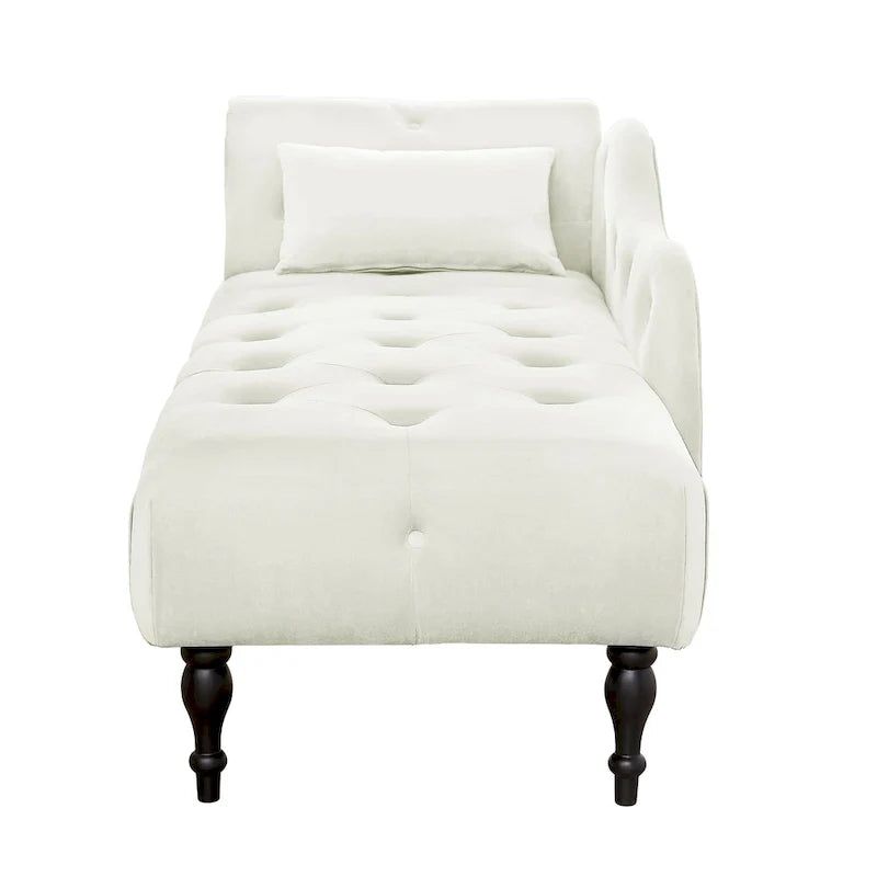 Chaise longue moderne de 60,6 po, revêtement en velours, boutons capitonnés, pieds en bois massif et clous décoratifs