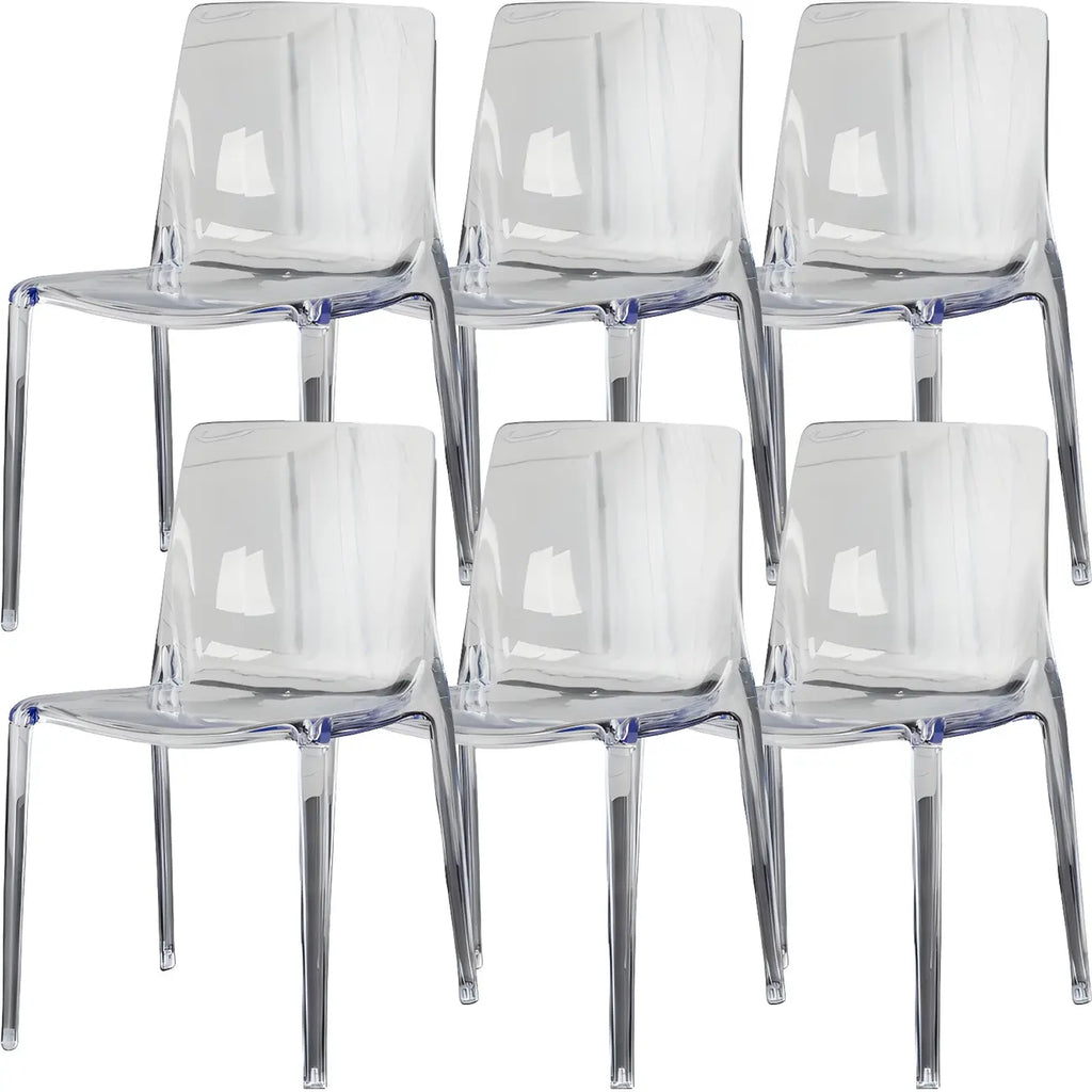 Chaise de salle à manger sans accoudoirs à dossier bas en acrylique ambré