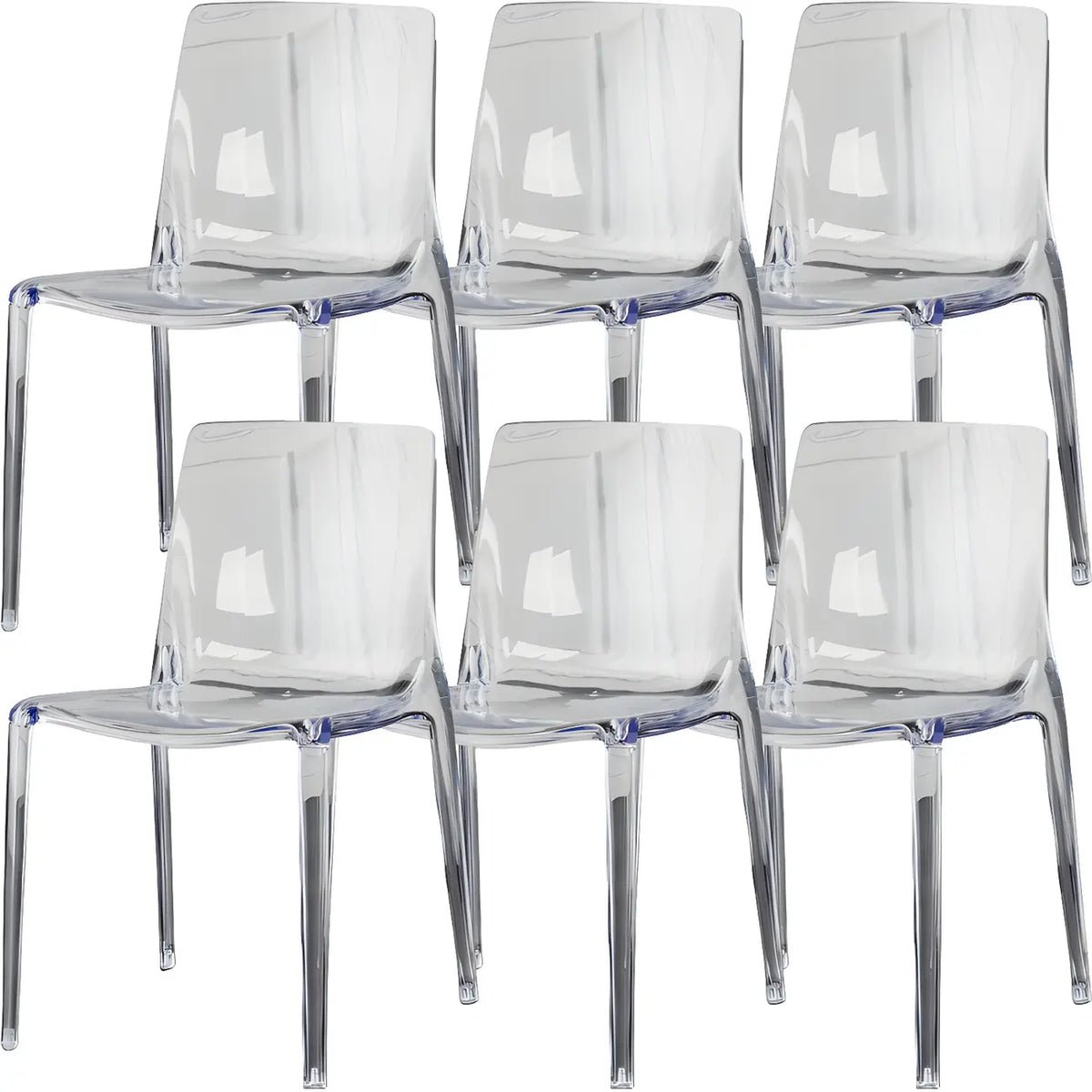 Chaise de salle à manger sans accoudoirs à dossier bas en acrylique ambré