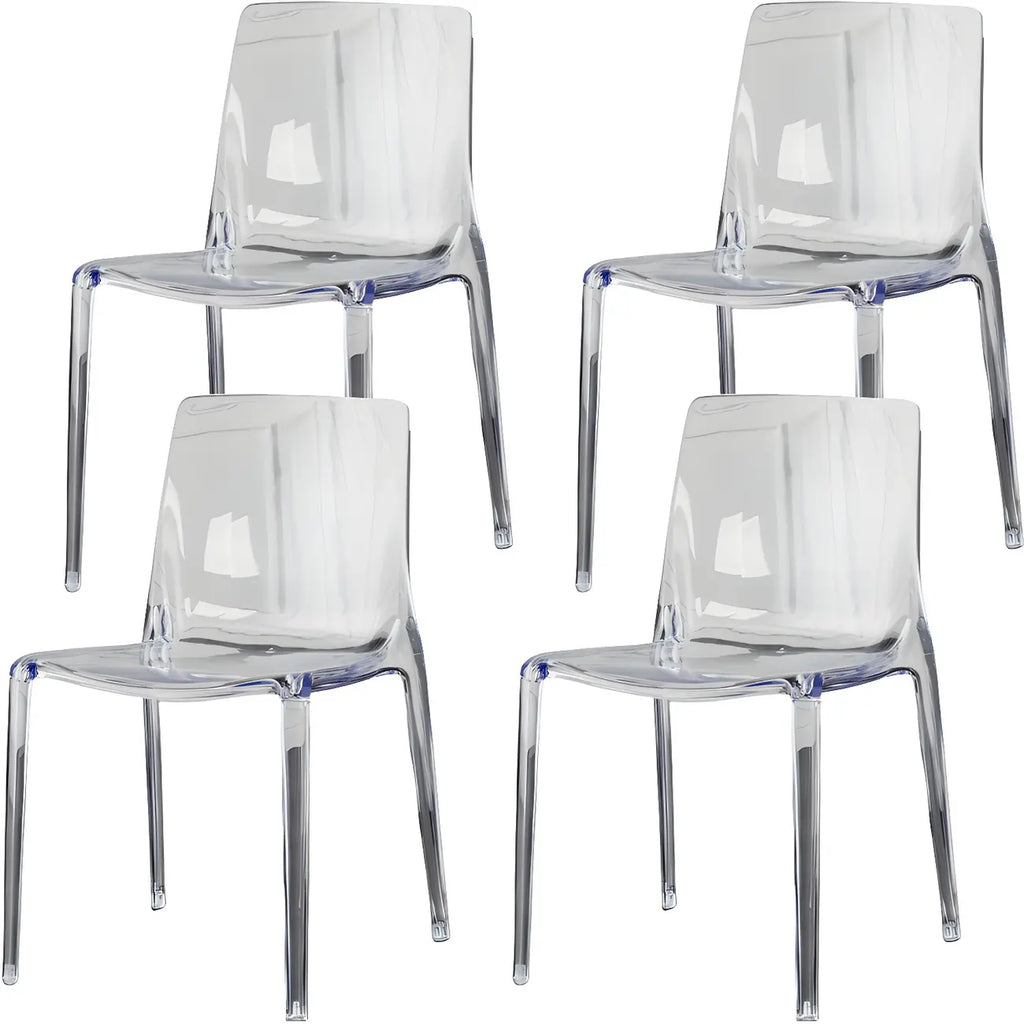 Chaise de salle à manger sans accoudoirs à dossier bas en acrylique ambré