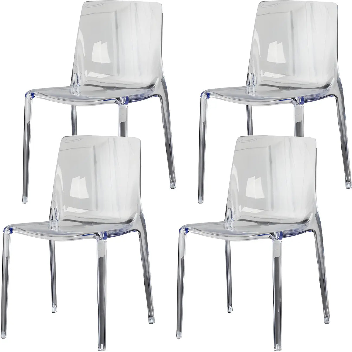 Chaise de salle à manger sans accoudoirs à dossier bas en acrylique ambré