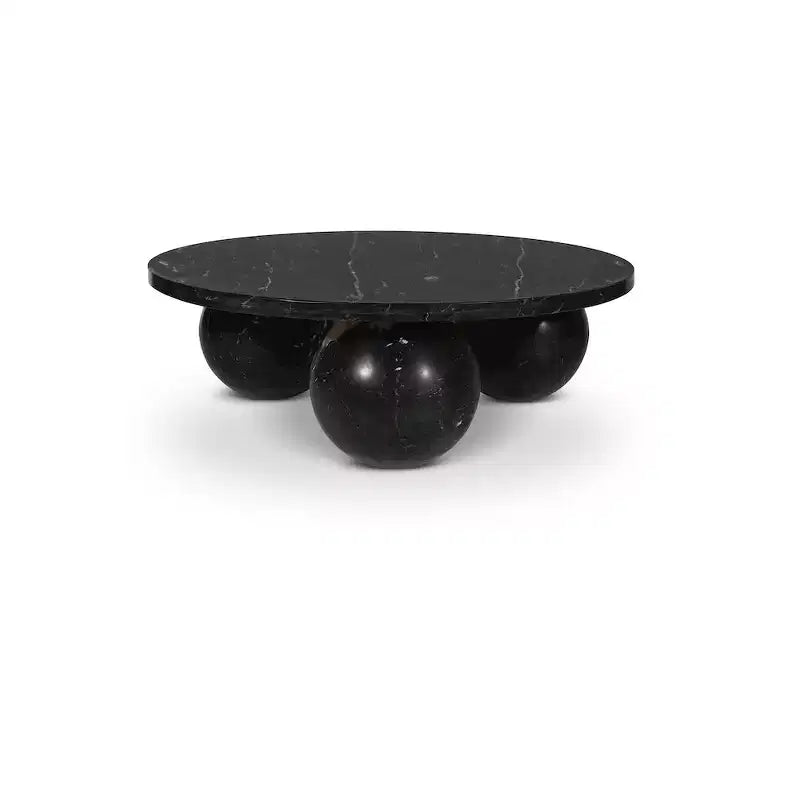 Round Marble Coffee Table with Sphere Legs, Multicolor, Seats 4??
