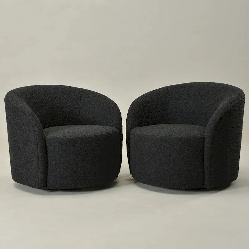 KINWELL 34 Wide Upholstered Swivel Accent Barrel Chair (Set of 2)