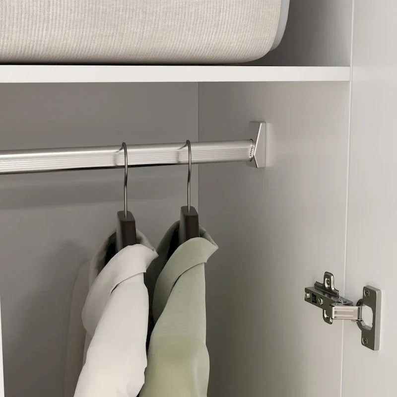 Armoire-penderie à 2 portes, armoire de chambre autoportante avec tringle