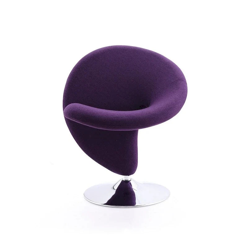 Manhattan Comfort Curl draaibare accentstoel van chroom en wolmix (set van 2)