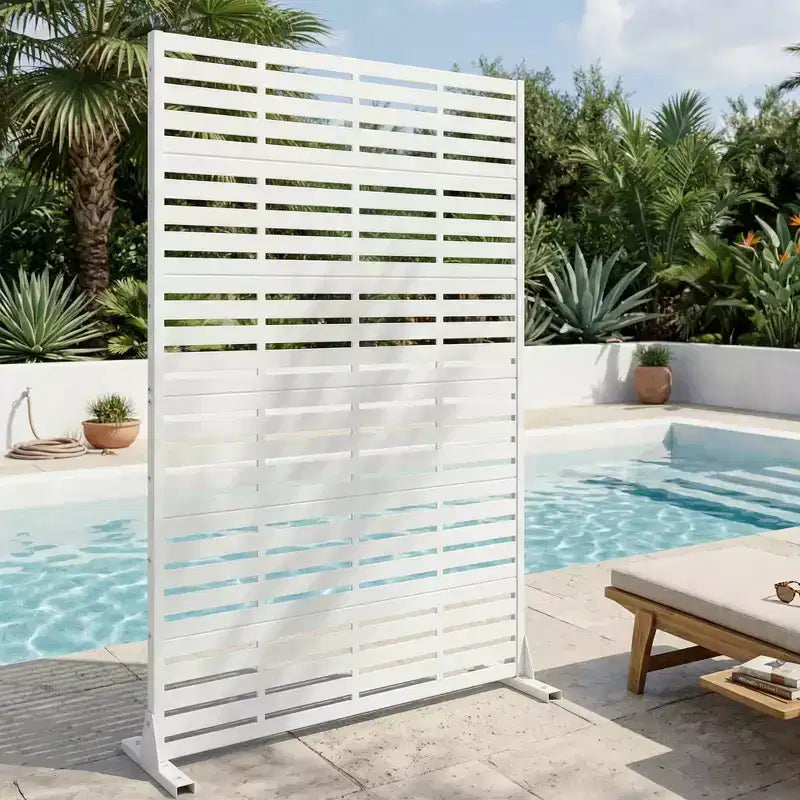 Panneau d’intimité extérieur blanc naturel MAYEERTY 72x47, ensemble de 6 pièces, séparateur pliant naturel pour cour et jardin