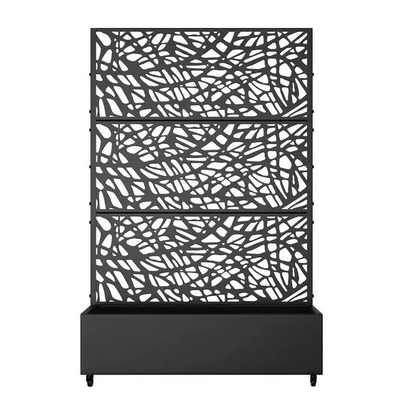 MAYEERTY plantenbak met ijzeren trellis, zwart net, stijl 01, 72x47x16in, set van 3