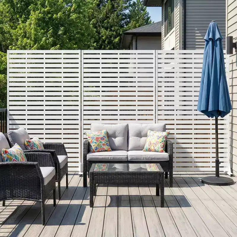 Panneau d’intimité extérieur blanc naturel MAYEERTY 72x47, ensemble de 6 pièces, séparateur pliant naturel pour cour et jardin