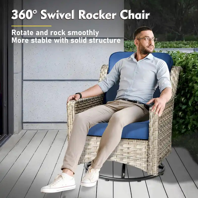 XIZZI 9 parçalı dış mekân veranda mobilyası sohbet seti, döner sandalyeli