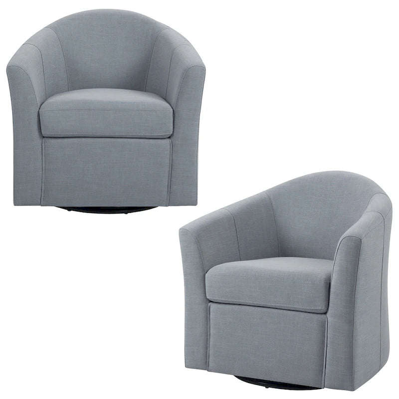 Set van 2 moderne gestoffeerde draaibare kuipstoelen voor de woonkamer