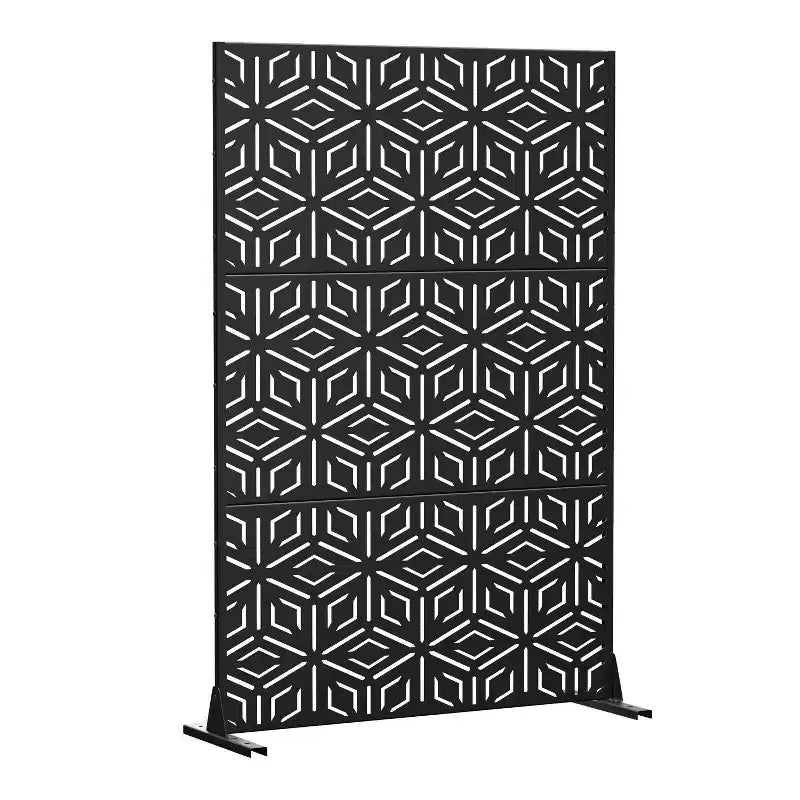 Paravento divisorio MAYEERTY con motivo a riso Francis, lamiera zincata nera, 72x47x2 pollici, set da 3 pezzi