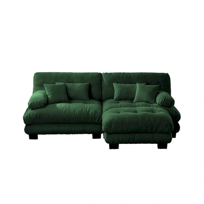 L-förmiges Zweisitzer-Sofa aus Chenille mit Lendenkissen