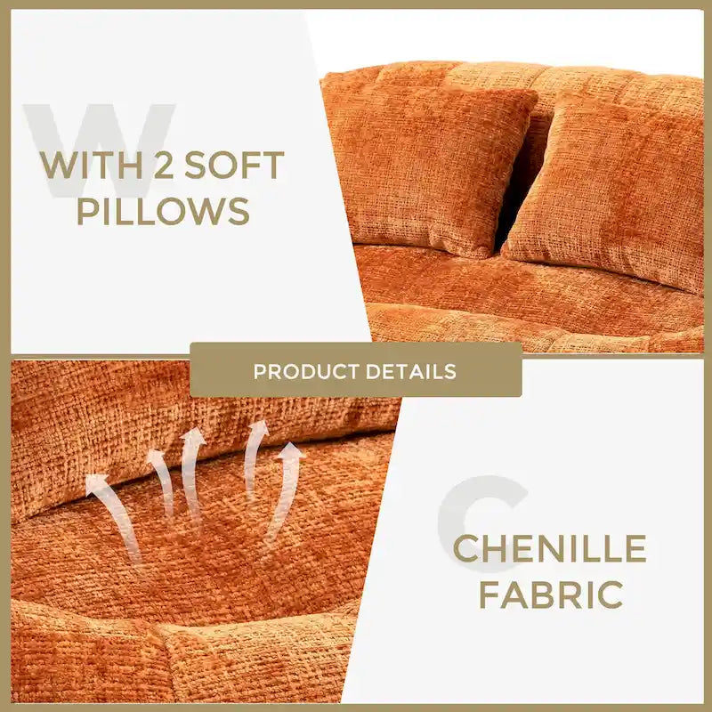 GDFStudio – Laurel Chenille-Sofa für 2 Personen mit hochdichtem Schaumstoff und übergroßem Komfort