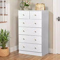 Cómoda grande Karl Home de 6 cajones para dormitorio y cajonera con construcción resistente, organizador de almacenamiento de madera para armario, blanca