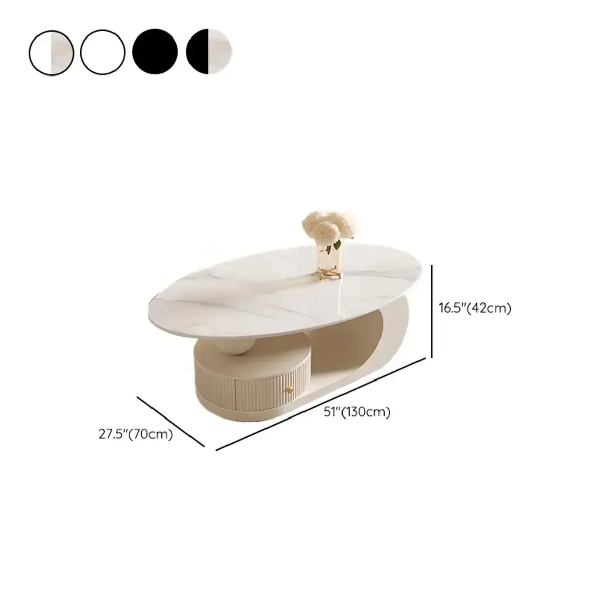 Moderner Couchtisch mit weißer Steinplatte und kratzfester Oberfläche