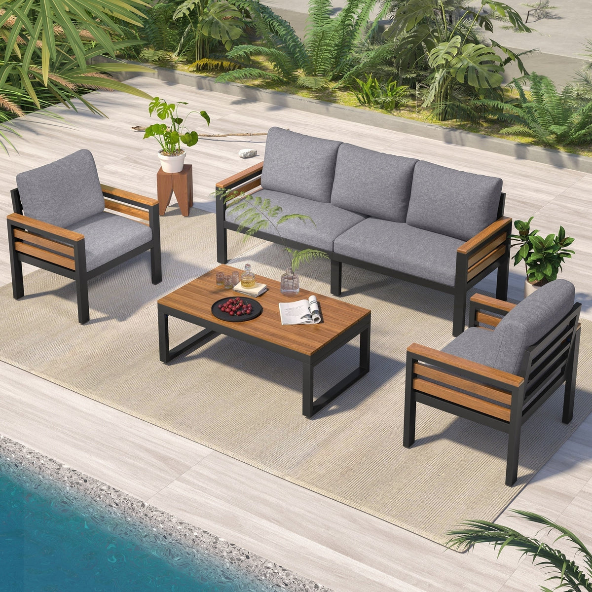 Set di divani da esterno composto da 4 pezzi