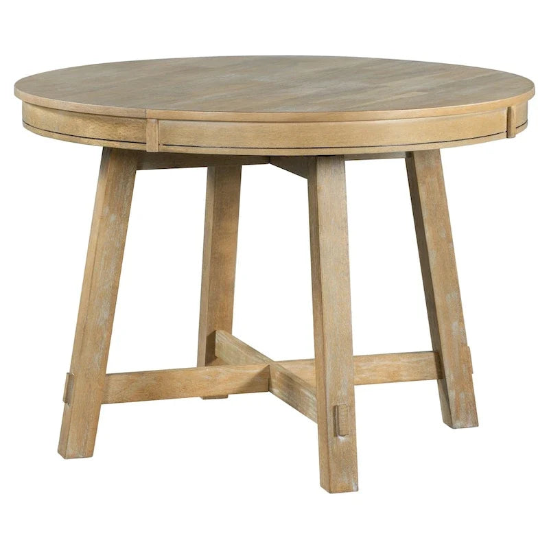 Ronde uitschuifbare eettafel in landelijke stijl met houten keukentafelblad en verlengblad van 16 inch