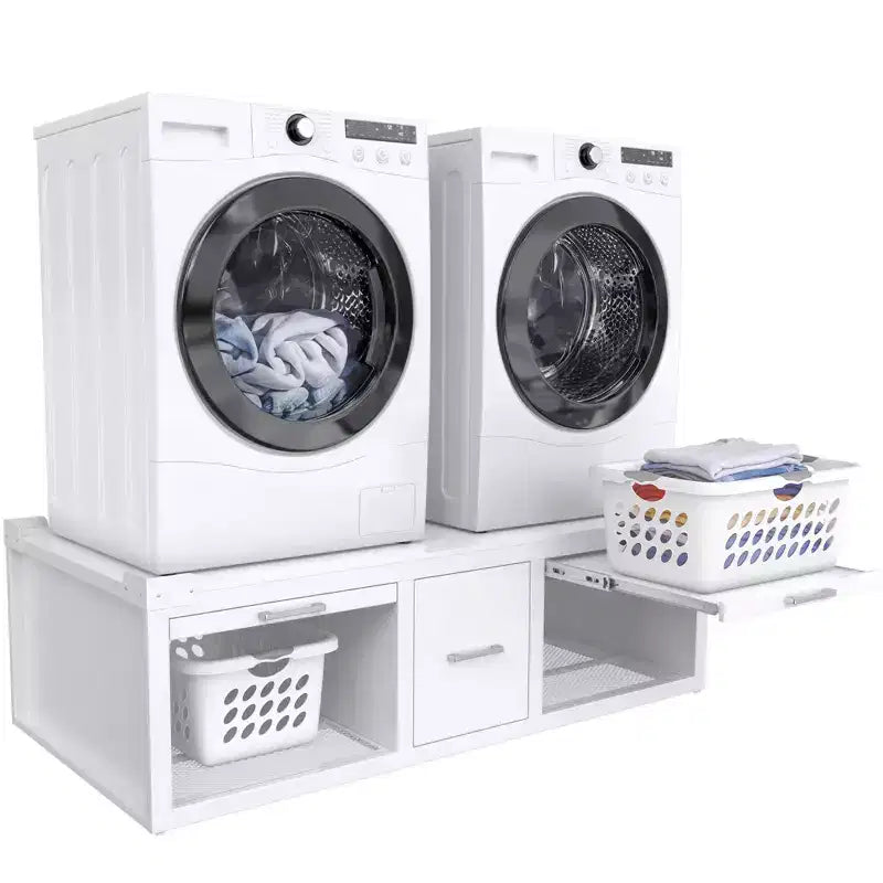 GDLF sokkels voor wasmachine en droger, universele standaard voor wasmachine en droger met uittrekbare plank, wit