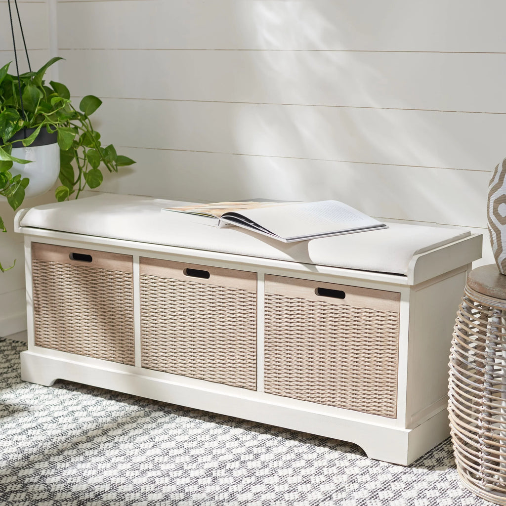 SAFAVIEH Fiorello minderli, 3 çekmeceli depolama pufu - 47.3 W x 15 L x 19 H - 47Wx15Dx19H