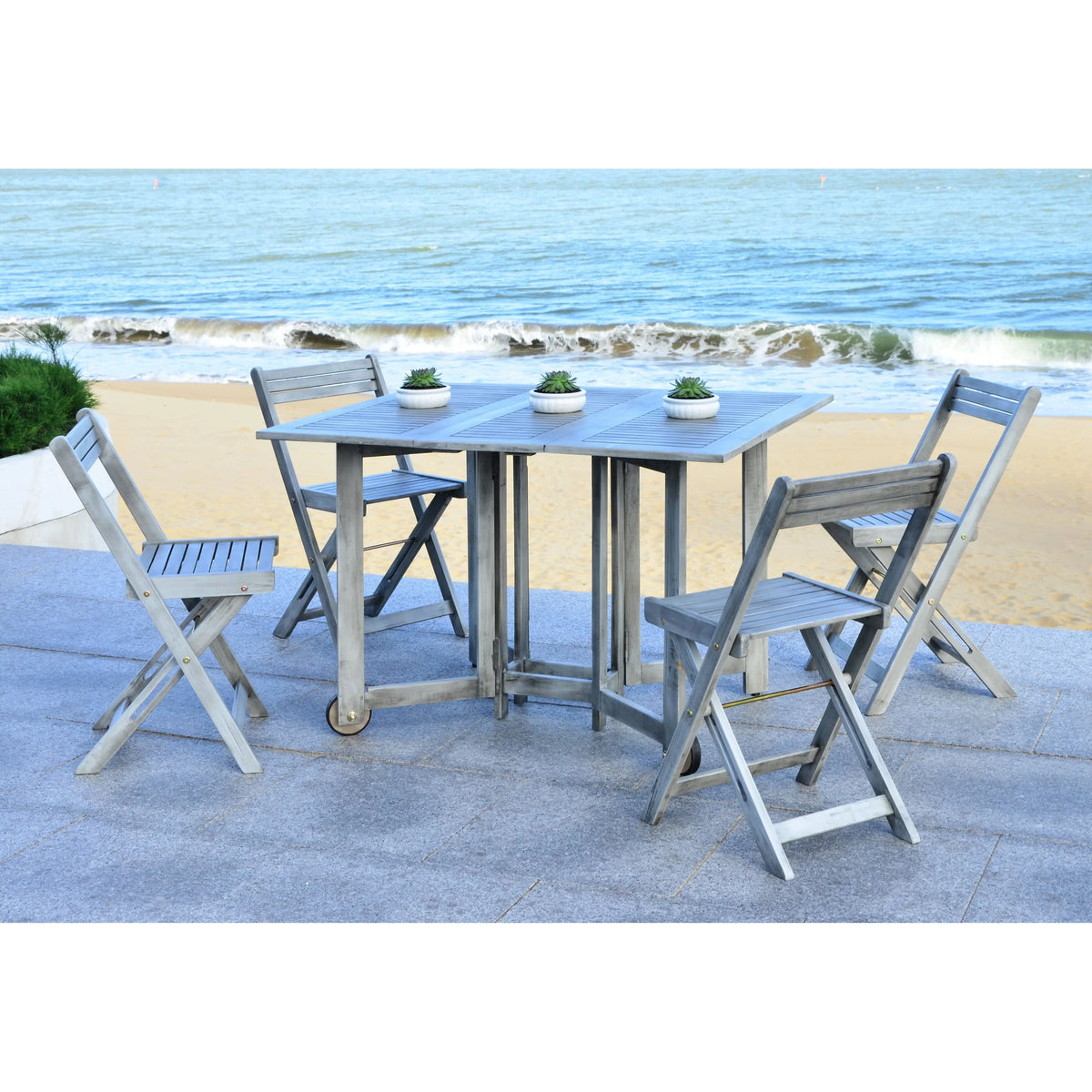 SAFAVIEH Brandy 5-delige tuinmeubelset met eettafel - 43B x 35D x 29H