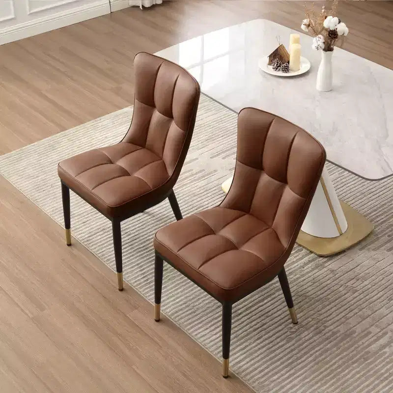 Ensemble de 6 chaises de salle à manger Bekrvio, siège moderne rembourré en similicuir avec dossier haut, pieds en métal, chaises de cuisine sans accoudoirs pour le salon et la salle à manger