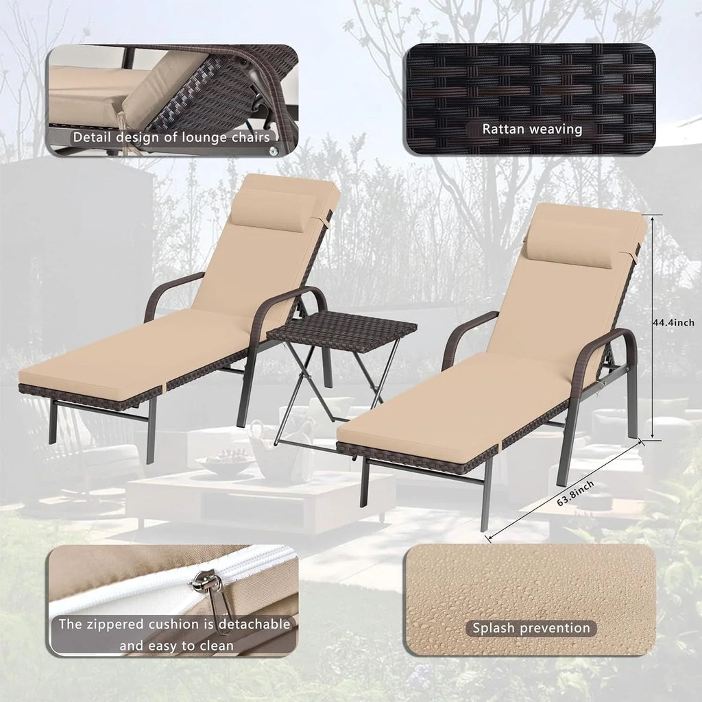 Ensemble de 3 chaises longues d’extérieur Kullavik