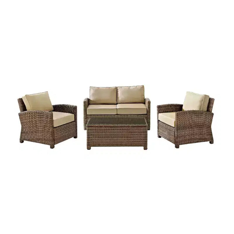 Bradenton 4-teiliges Outdoor-Sitzmöbel-Set aus Korbgeflecht – Crosley