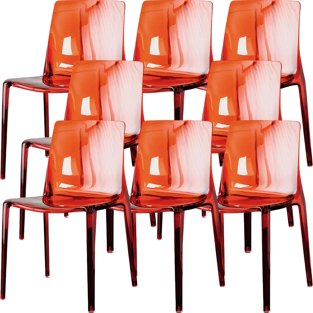 Chaise de salle à manger sans accoudoirs à dossier bas en acrylique ambré