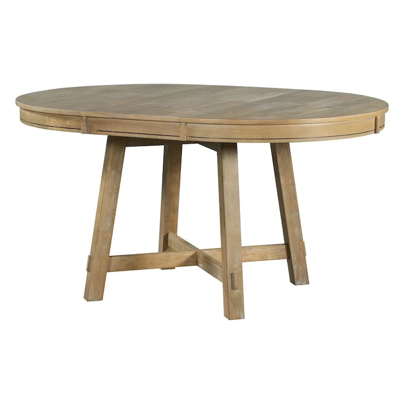 Ronde uitschuifbare eettafel in landelijke stijl met houten keukentafelblad en verlengblad van 16 inch