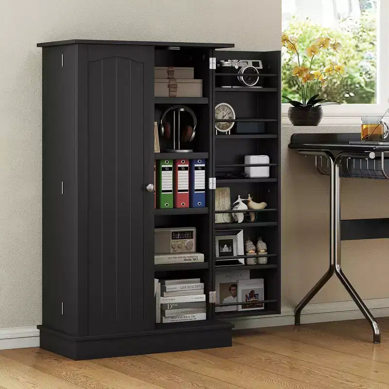 Armoire de cuisine HOMCOM de 41 po, meuble de cuisine à 2 portes avec étagères de rangement à 5 niveaux, 12 range-épices et étagères réglables pour la salle à manger