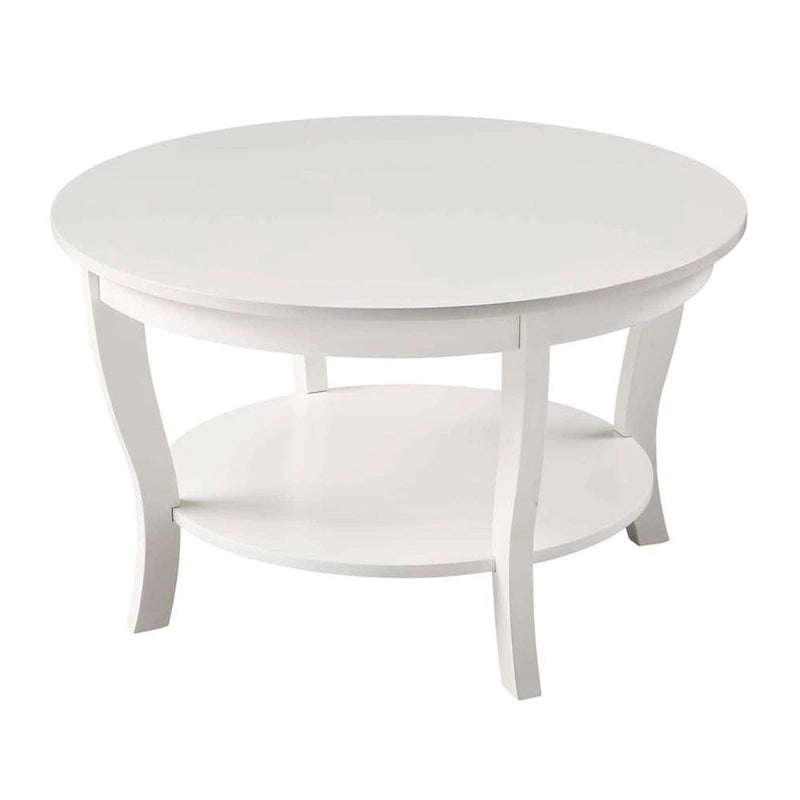 Table basse ronde American Heritage de Convenience Concepts avec étagère