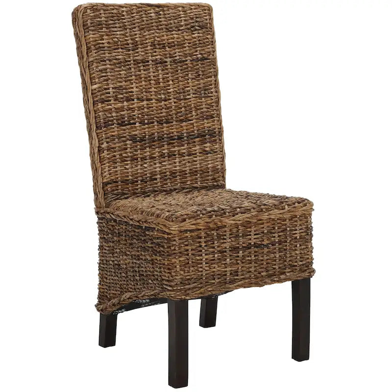 Set van 2 natuurlijke rieten eetkamerstoelen, 19B x 22D x 41H, boho-kuststijl