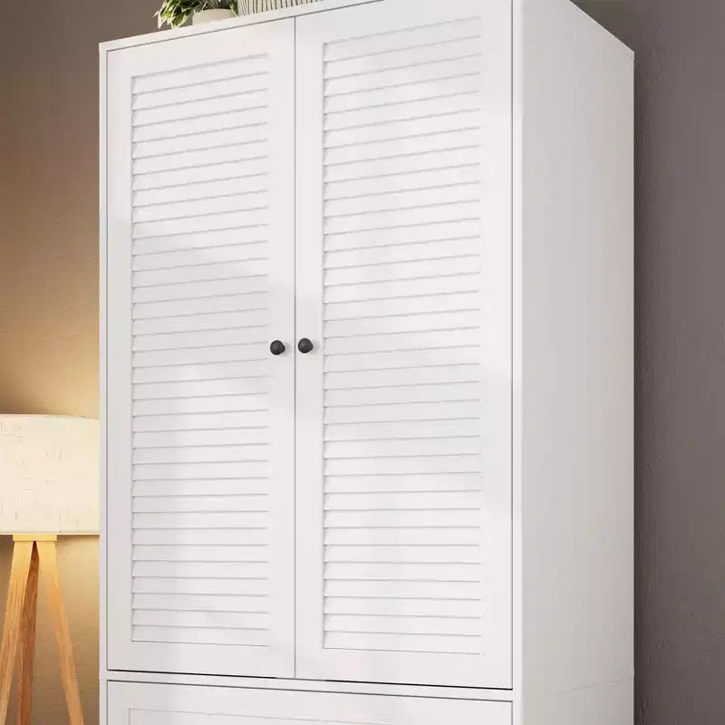 COZONY 3 çekmeceli ve 2 kapılı gardırop, yatak odası için modern ahşap giysi dolabı, dayanıklı beyaz ayaklı gardırop