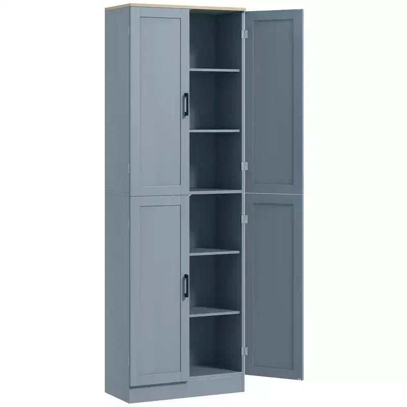 Garde-manger de cuisine autoportant HOMCOM 67 po, meuble de rangement à 4 portes avec étagères et portes réglables
