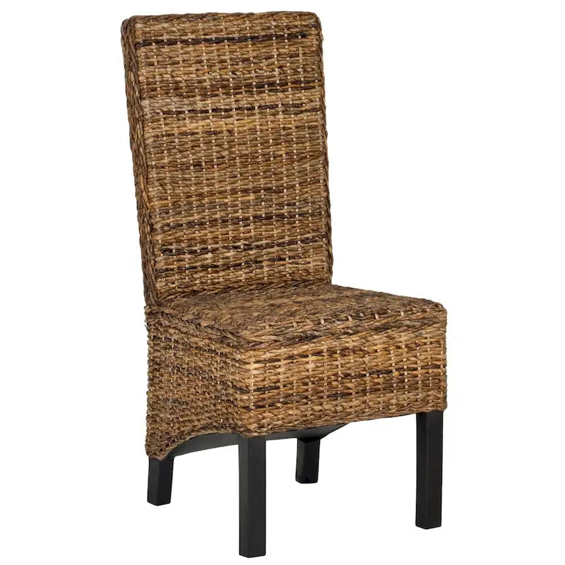 Set van 2 natuurlijke rieten eetkamerstoelen, 19B x 22D x 41H, boho-kuststijl