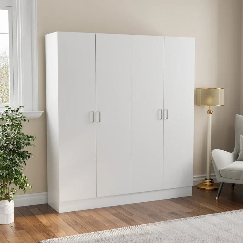 Armoire-penderie à 2 portes, armoire de chambre autoportante avec tringle
