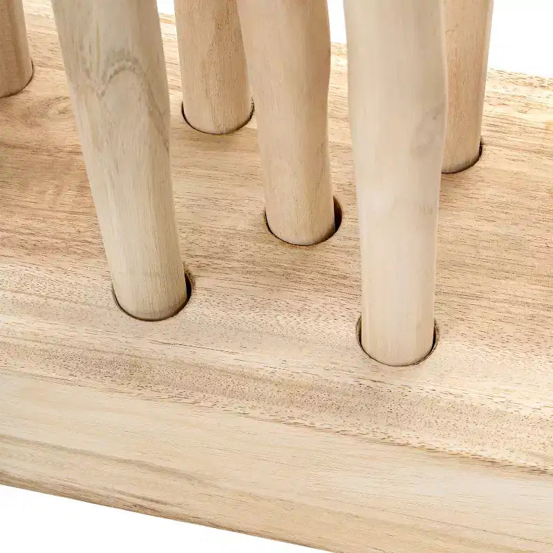 JONATHAN Y Tranquil, séparateur de pièce simple panneau en branches de teck fabriquées à la main, style bohème côtier, 39 l x 68 h