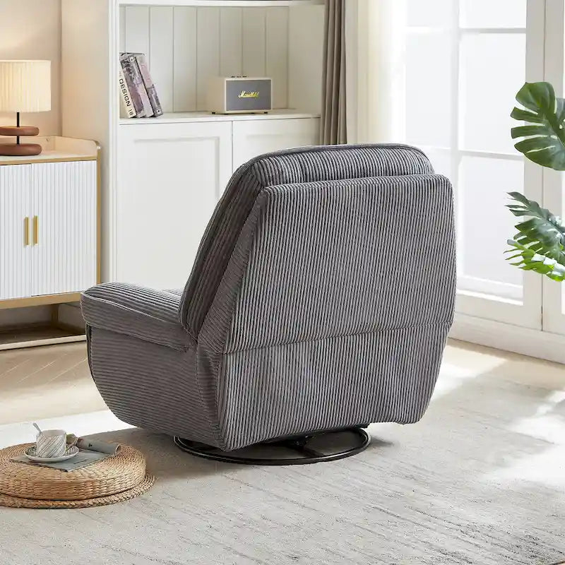 Fauteuil inclinable pivotant et berçant en velours côtelé, avec repose-pieds, pour le salon