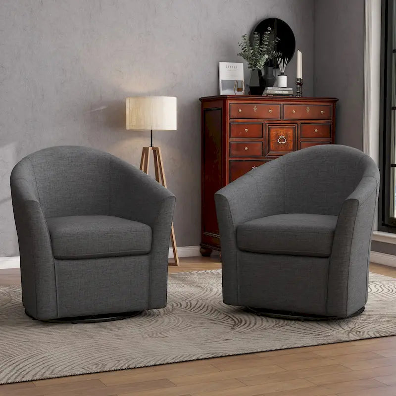 Set van 2 moderne gestoffeerde draaibare kuipstoelen voor de woonkamer