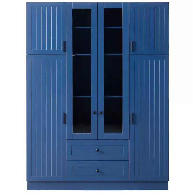 Garde-manger de cuisine autoportant Whisen de 180 cm de hauteur, grande armoire de rangement pour salle à manger avec 6 portes et étagères réglables
