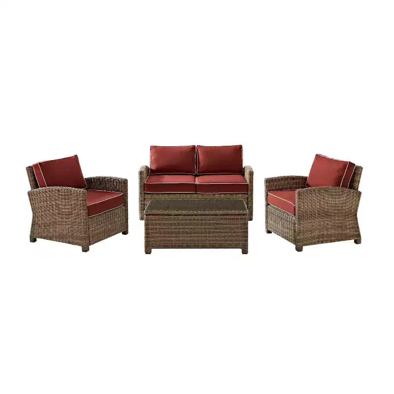 Bradenton 4-teiliges Outdoor-Sitzmöbel-Set aus Korbgeflecht – Crosley