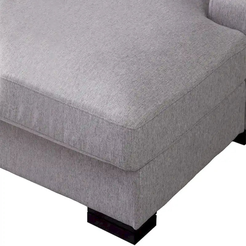Nowoczesna, ponadgabarytowa sofa z szezlongiem i funkcją spania w stylu mid-century, z poduszką