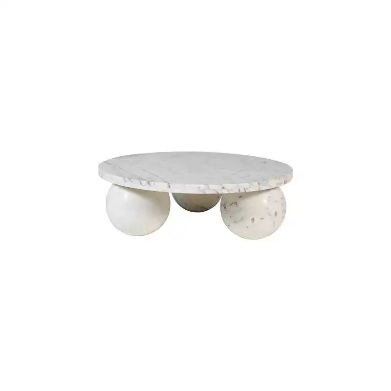 Mesa de centro redonda de mármol con patas esféricas, multicolor, para 4 personas??
