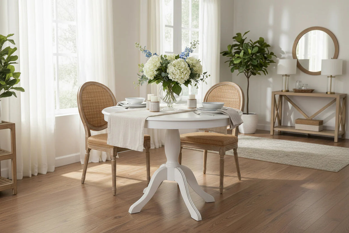Table piédestal ronde en bois massif