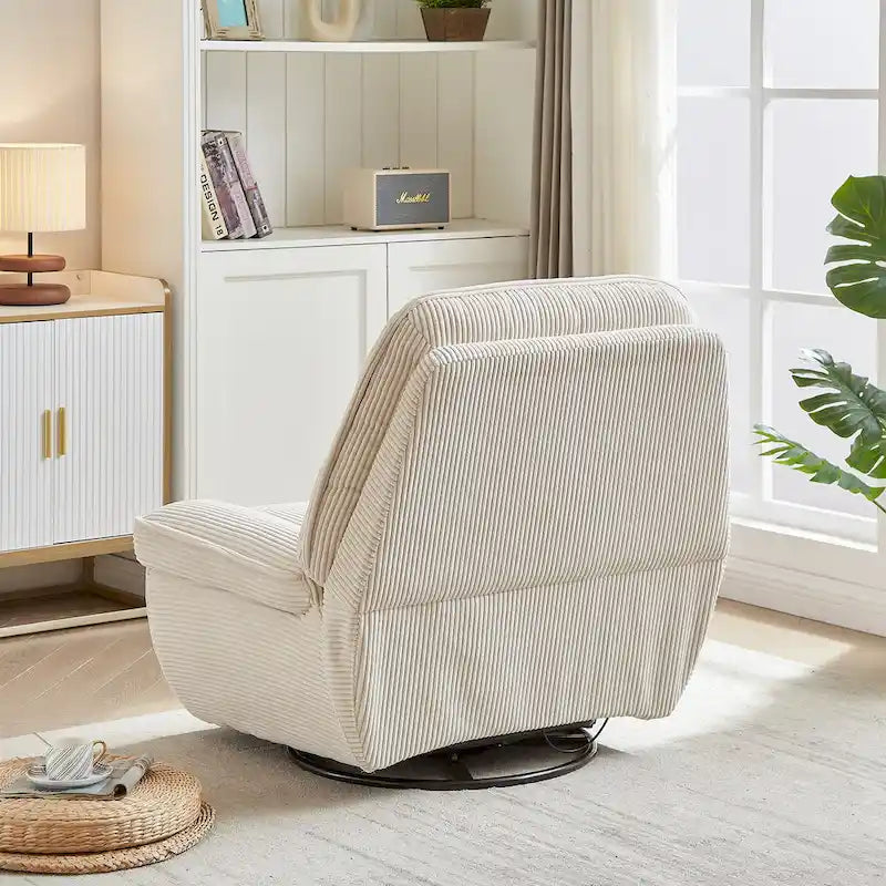 Fauteuil inclinable pivotant et berçant en velours côtelé, avec repose-pieds, pour le salon