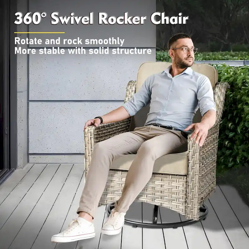 XIZZI 9 parçalı dış mekân veranda mobilyası sohbet seti, döner sandalyeli
