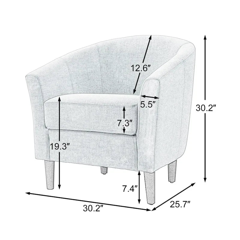 2er-Set moderne Leinen-Sessel im Fassdesign, Clubsessel