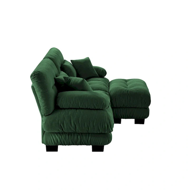 L-förmiges Zweisitzer-Sofa aus Chenille mit Lendenkissen